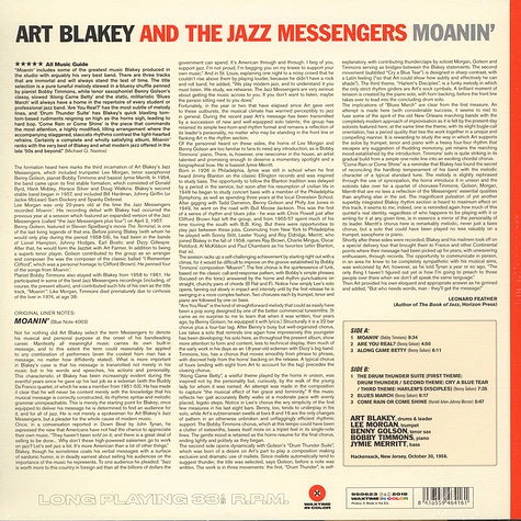 Art Blakey And The Jazz Messengers - Moanin' Transparent Red Vinyl Edition