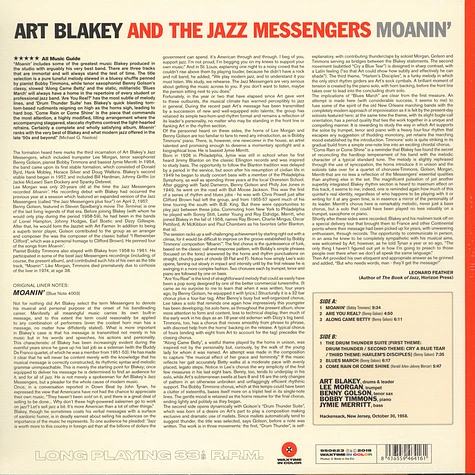 Art Blakey & The Jazz Messengers - Moanin' Transparent Red Vinyl Edition