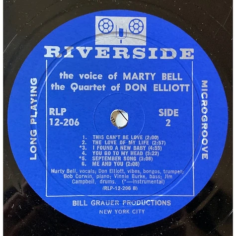 Marty Bell, Don Elliott Quartet - The Voice Of Marty Bell - The Quartet Of Don Elliott