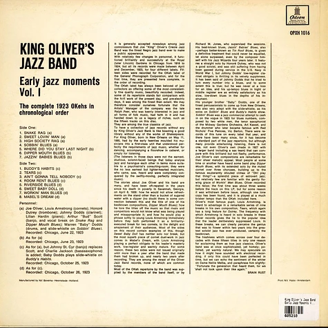 King Oliver's Jazz Band - Early Jazz Moments Vol. 1: The Complete 1923 OKehs In Chronological Order