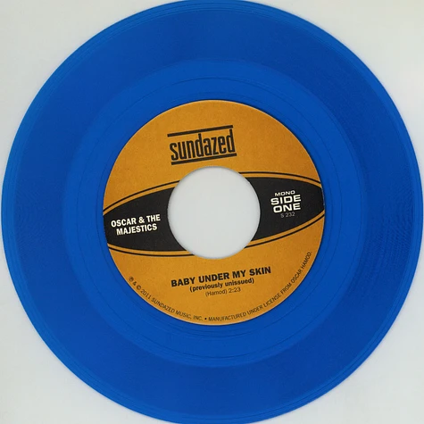 Oscar & The Majestics - Baby Under My Skin / I Can't Explain Clear Blue Vinyl Edition