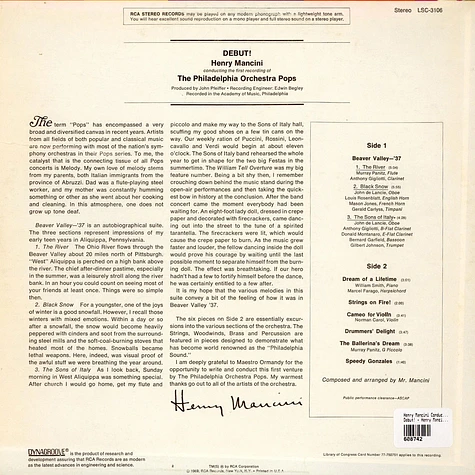 Henry Mancini Conducting The First Recording Of The Philadelphia Orchestra "Pops" - Debut! - Henry Mancini Conducting The First Recording Of The Philadelphia Orchestra Pops