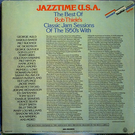 V.A. - Jazztime U.S.A. - The Best Of Bob Thiele's Classic Jam Sessions Of The 1950's