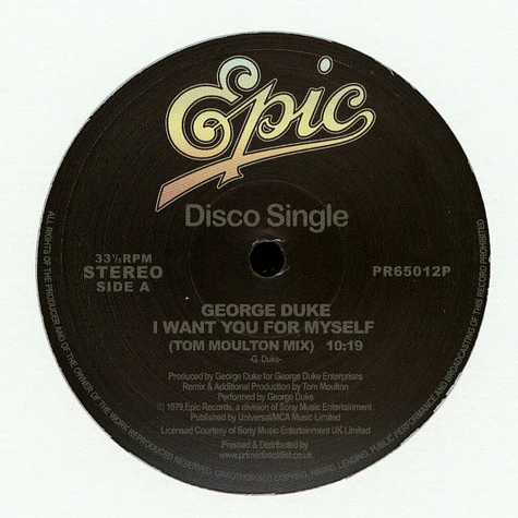 George Duke - I Want You For Myself (Tom Moulton Mix) / Brazilian Love Affair