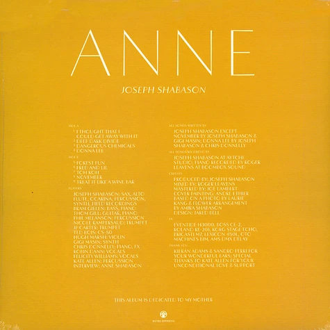 Joseph Shabason - Anne Colored Vinyl Edition