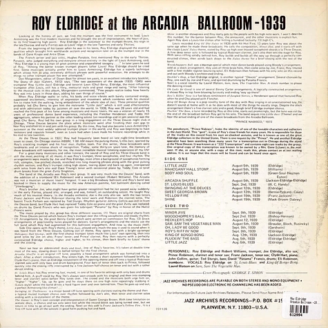 Roy Eldridge - At The Arcadia Ballroom -1939 (Arcadia Shuffle)