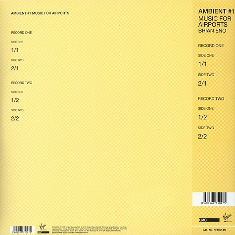 Brian Eno - Ambient 1: Music For Airports Limited Half Speed Mastered Edition
