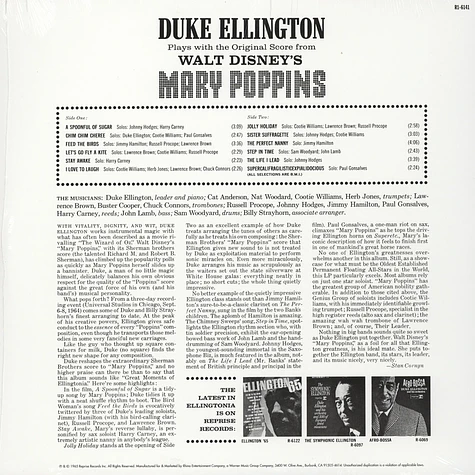 Duke Ellington - Plays With The Original Motion Picture Score Mary Poppins