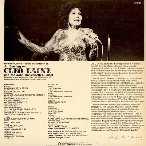 Cleo LaineThe John Dankworth Quartet - An Evening With Cleo Laine & John Dankworth Quartet