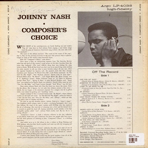 Johnny Nash - Composer's Choice