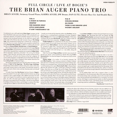 The Brian Auger Piano Trio - Full Circle - Live At Bogie's
