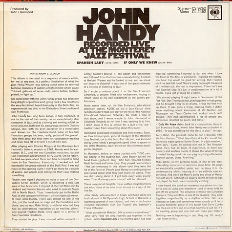 John Handy - Recorded Live At The Monterey Jazz Festival