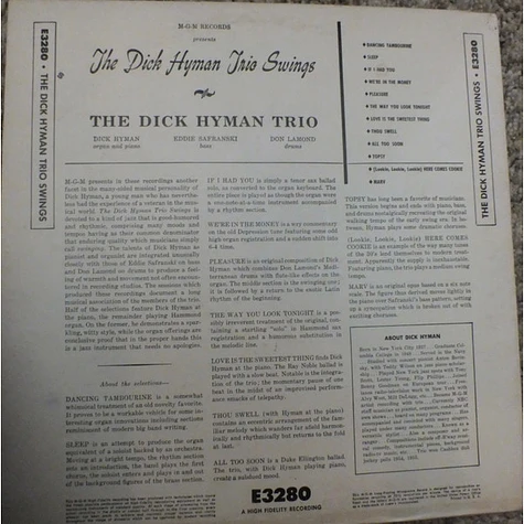 The Dick Hyman Trio - The Dick Hyman Trio Swings