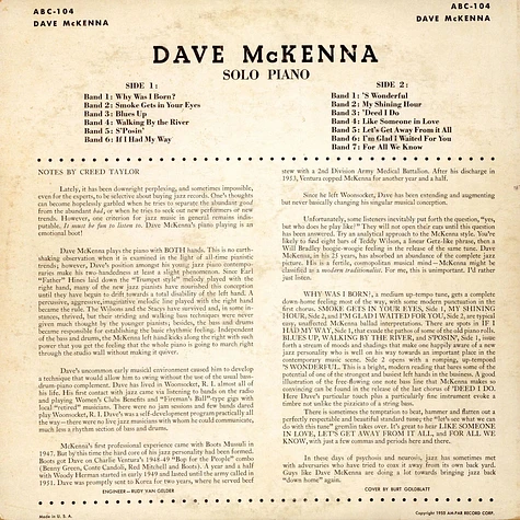 Dave McKenna - Solo Piano