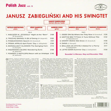 Janusz Zabieglinski and His Swingtet - Janusz Zabieglinski and His Swingtet