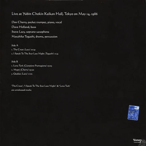 Masahiko Togashi, Steve Lacy, Don Cherry & Dave Holland - Live At Yubin Chokin Kaikan Hall Tokyo 1986