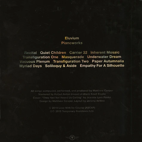 Eluvium - Pianoworks Black Vinyl Edition