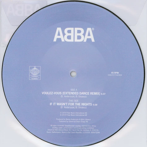 ABBA - Voulez-Vous Extended Dance Mix Limited 7" Picture Disc Edition