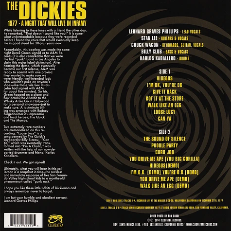 The Dickies - 1977 - A Night That Will Live In Infamy Colored Vinyl Edition