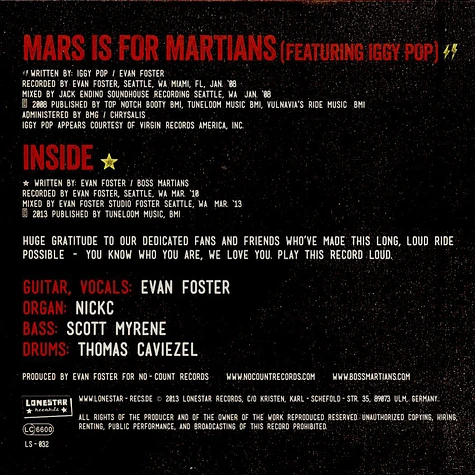 Boss Martians Featuring Iggy Pop - Mars Is For Martians