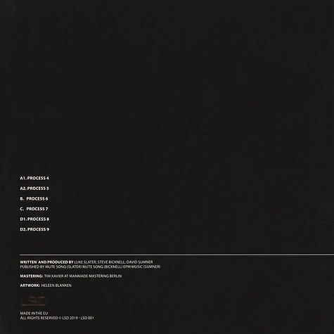 LSD (Luke Slater, Steve Bicknell & David Summer) - Second Process Black Vinyl Edition
