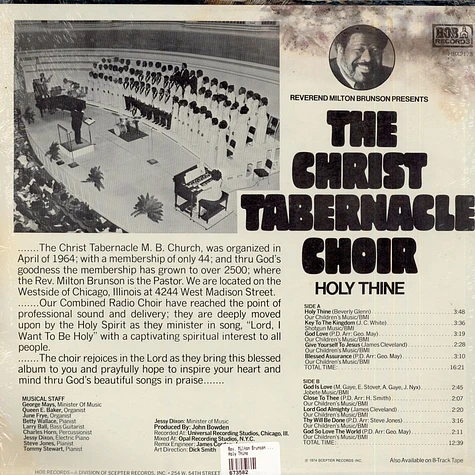 Rev. Milton Brunson Presents The Christ Tabernacle Combined Choirs - Holy Thine