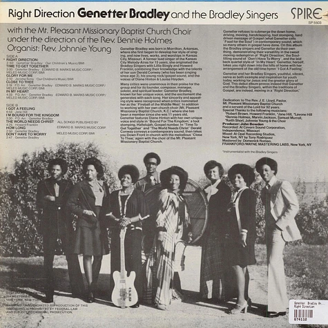 Genetter Bradley And The Bradley Singers - Right Direction