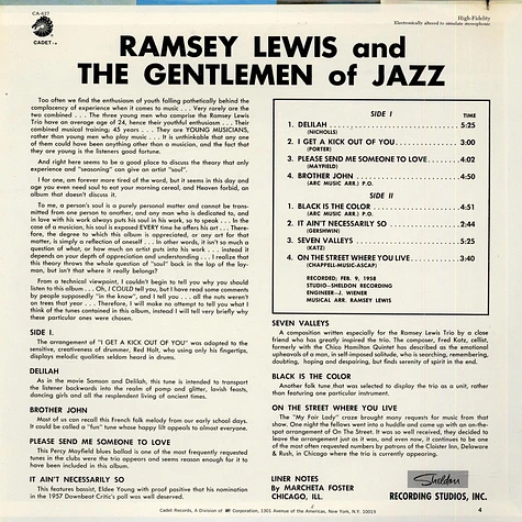The Ramsey Lewis Trio - Ramsey Lewis And His Gentle-men Of Jazz - Volume 2
