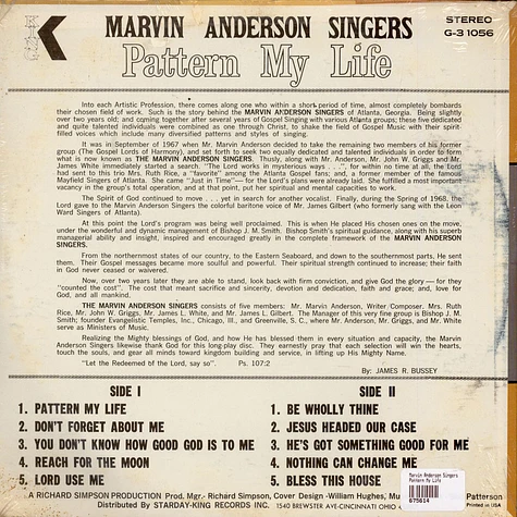 Marvin Anderson Singers - Pattern My Life