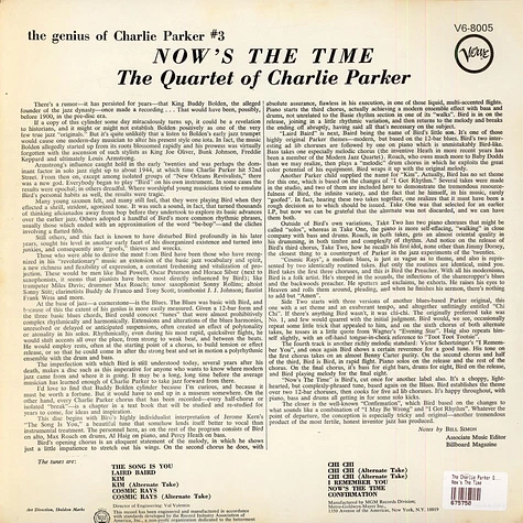 The Charlie Parker Quartet - Now's The Time