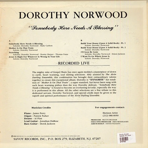 Dorothy Norwood - Somebody Here Needs A Blessing
