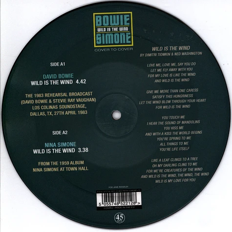David Bowie / Nina Simone - Wild Is The Wind Picture Disc Edition