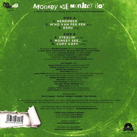 Alma Afrobeat Ensemble - Monkey See, Monkey Do Black Vinyl Edition