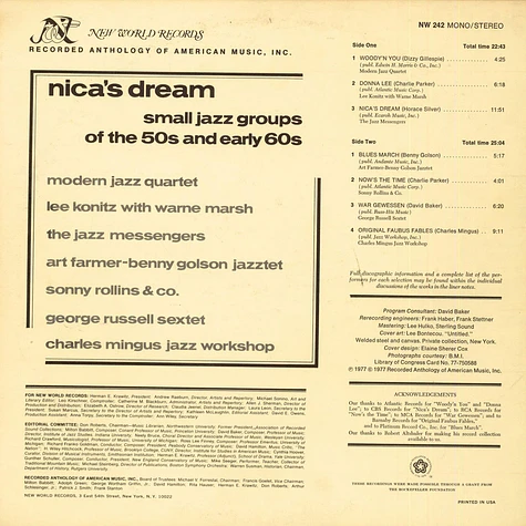 V.A. - Nica's Dream: Small Jazz Groups Of The 50s And Early 60s