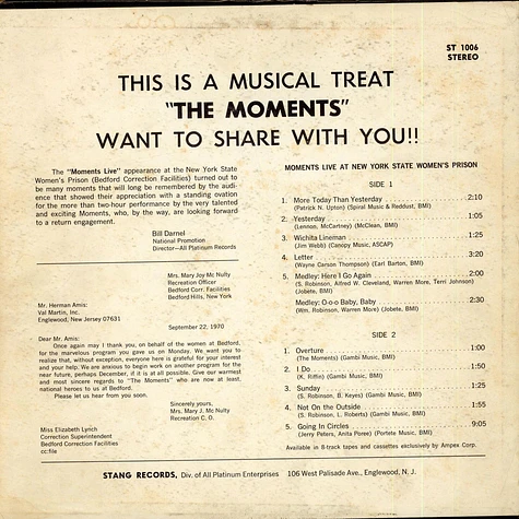 The Moments - Live At The New York State Womans Prison