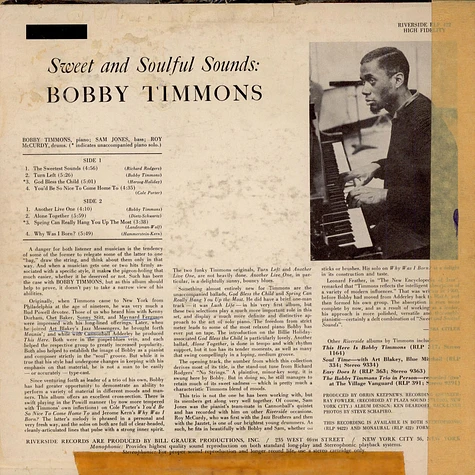 Bobby Timmons - Sweet And Soulful Sounds