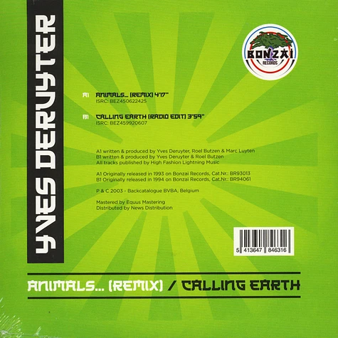 Yves Deruyter - Animals... (Remix) / Calling Earth Tranparent Lime Vinyl Edition