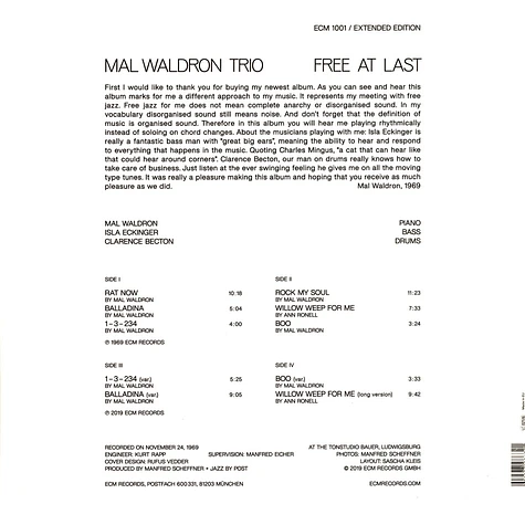 Mal Waldron Trio - Free At Last Extended Edition