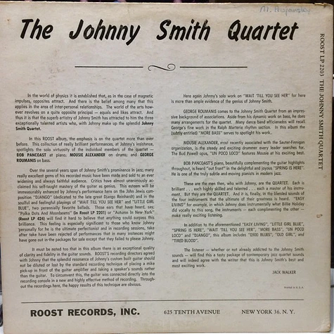 Johnny Smith Quartet - The Johnny Smith Quartet