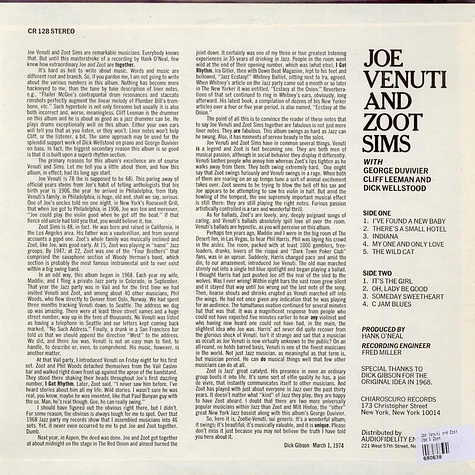 Joe Venuti And Zoot Sims - Joe & Zoot