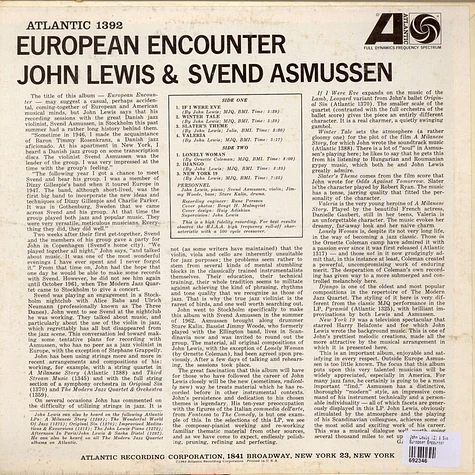 John Lewis & Svend Asmussen - European Encounter
