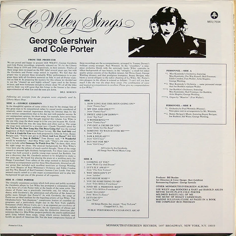 Lee Wiley - Lee Wiley Sings George Gershwin And Cole Porter