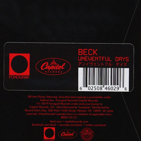 Beck - 3" Record Uneventful Days