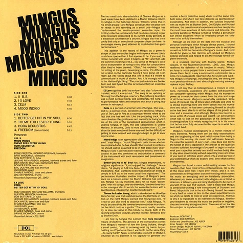 Charles Mingus - Mingus Mingus Mingus Mingus Blue Vinyl Edition