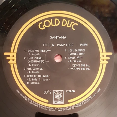 Santana - Gold Disc