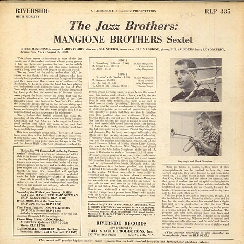 The Mangione Brothers Sextet - The Jazz Brothers