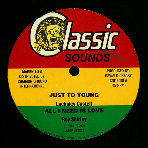 Lacksley Castell / Roy Shirley / Lascelles Douglas - Just Too Young / All I Need Is Love / Once Bitten