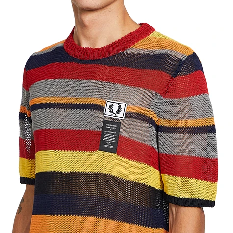 Fred Perry x Art Comes First - Striped Open Knit Crew Neck Tee