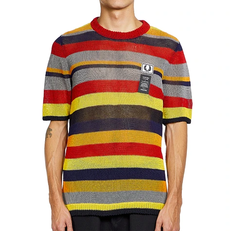 Fred Perry x Art Comes First - Striped Open Knit Crew Neck Tee