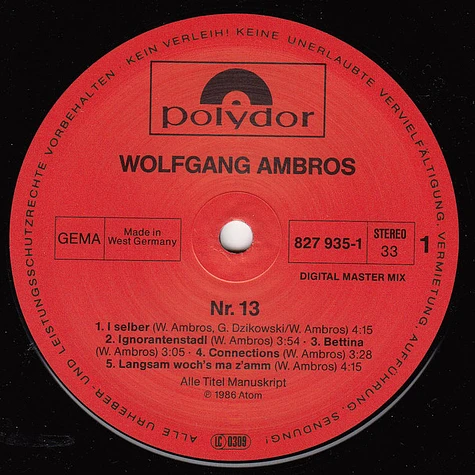Wolfgang Ambros, Die No. 1 Vom Wienerwald - No.13